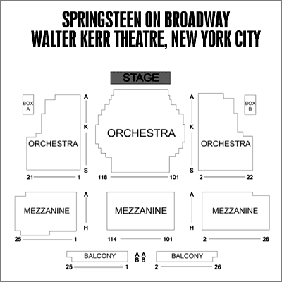 Springsteen On Broadway Walter Kerr Theatre Seating Chart